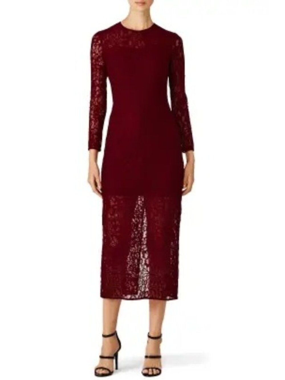 R-59. Cynthia Rowley Merlot Red Lace Sheath
